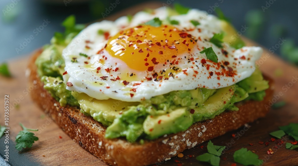 Avocado Toast with Fried Egg and Spices Avocado Toast with Fried Egg and Spices
