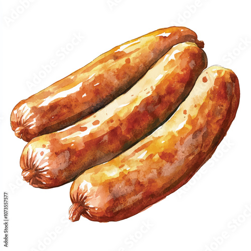 Sausage watercolor clipart illustration
