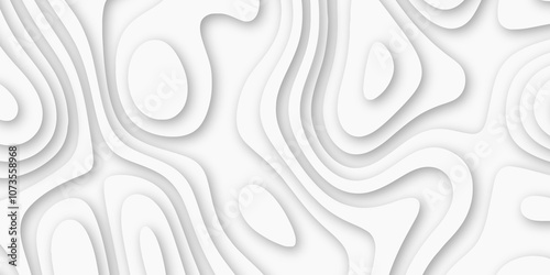Abstract luxury white modern 3d papercut background. Minimal abstract vector wave carve diamond topography line circle creative topography map circle and wave line smooth multilayer pattern. papercut.