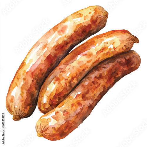 Sausage watercolor clipart illustration