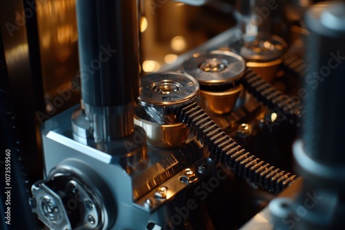 Detailed Close-Up Shot of Diesel Engine Belt System with Precision Components, Showcasing Intricate Machinery and Engineering Excellence