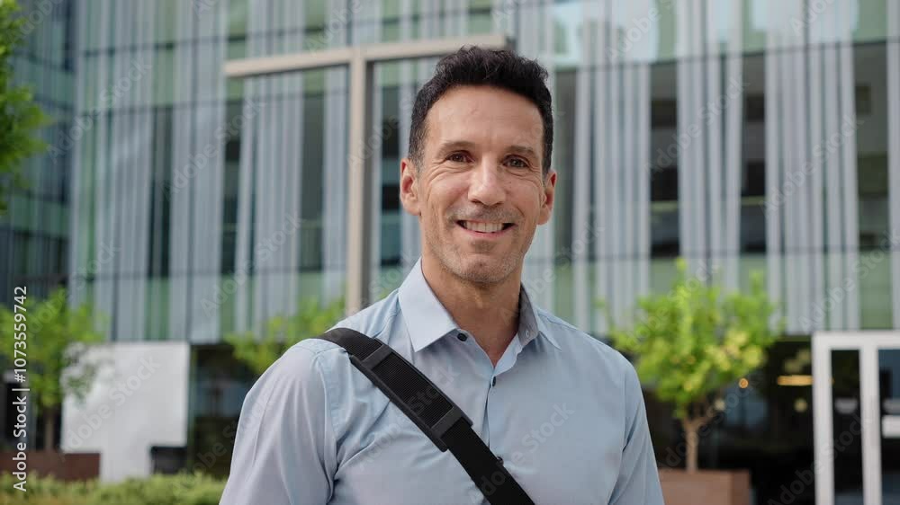 Portrait of Smiling Business man in the city 