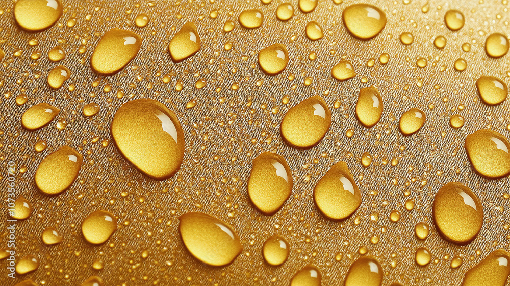 Golden water droplets forming an elegant pattern on a smooth surface, highlighting texture, reflection, and a luxurious golden tone. Golden water droplets forming an elegant pattern on a smooth surface, highlighting texture, reflection, and a luxurious golden tone.