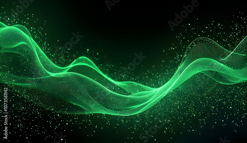 The Abstract red light trail on blue green flowing waves overlay isolated background