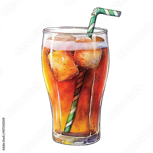 Soda drink watercolor clipart illustration