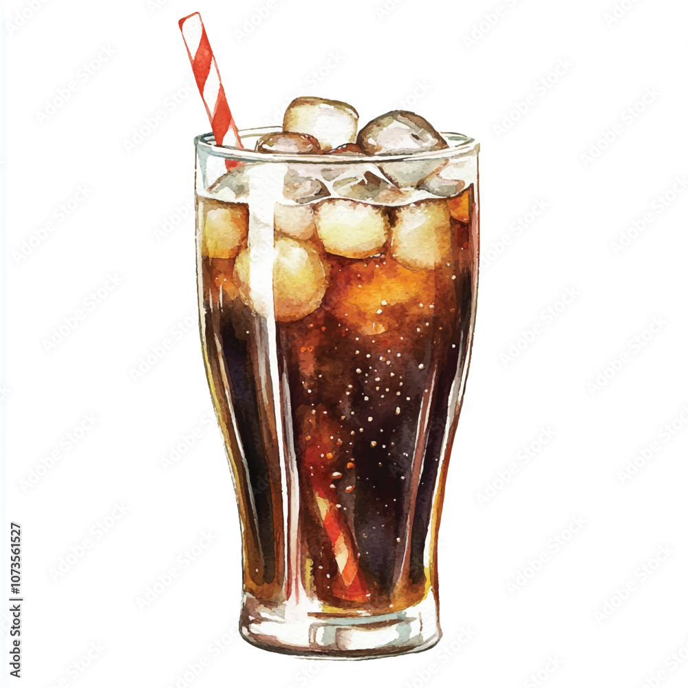 Soda drink watercolor clipart illustration