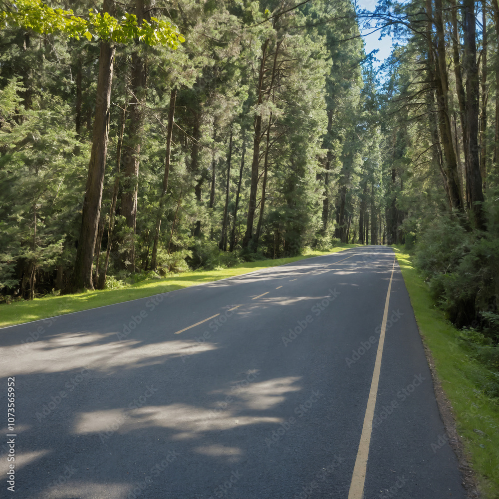 road in the forest WITH GREEN TREES road in the forest WITH GREEN TREES