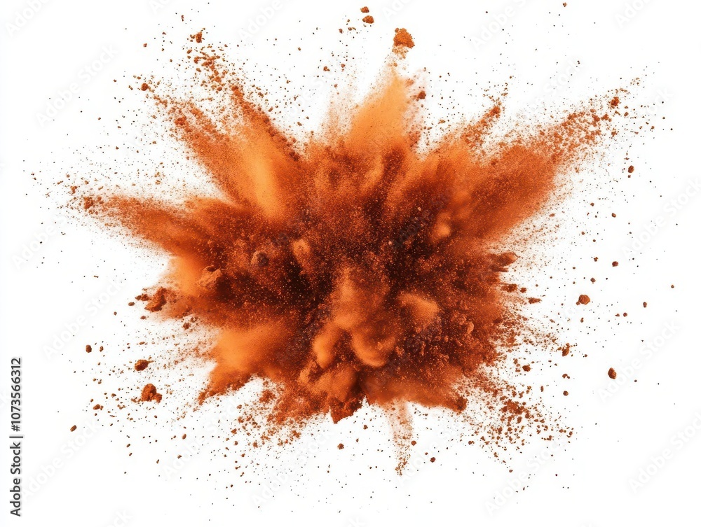 explosive burst of bright chocolate paint powder isolated on a white background, creating a dynamic and vibrant effect, perfect for artistic expression explosive burst of bright chocolate paint powder isolated on a white background, creating a dynamic and vibrant effect, perfect for artistic expression
