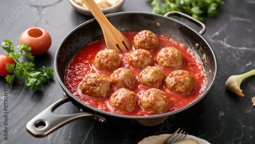 Delicious Homemade Meatballs in Rich Tomato Sauce - Perfect for Family Dinner or Party