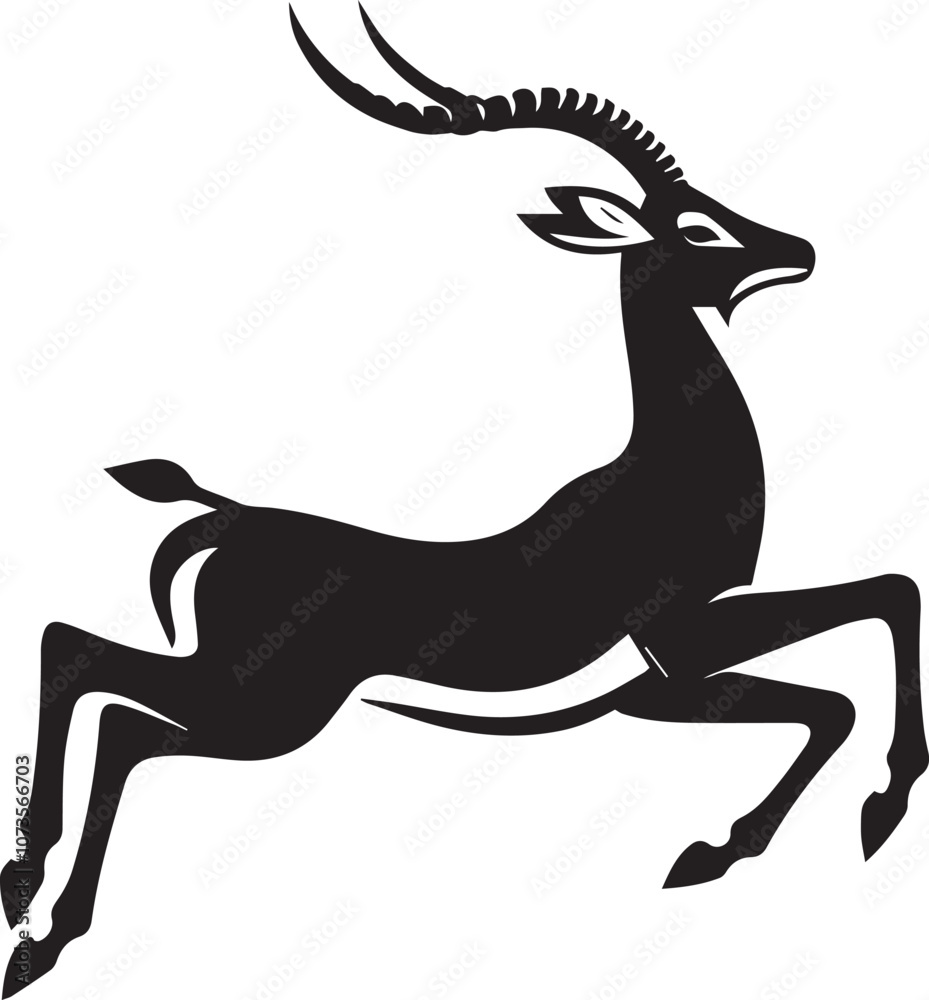 Obraz premium Antelope silhouette in a jumping pose mid air with legs stretched forward and backward