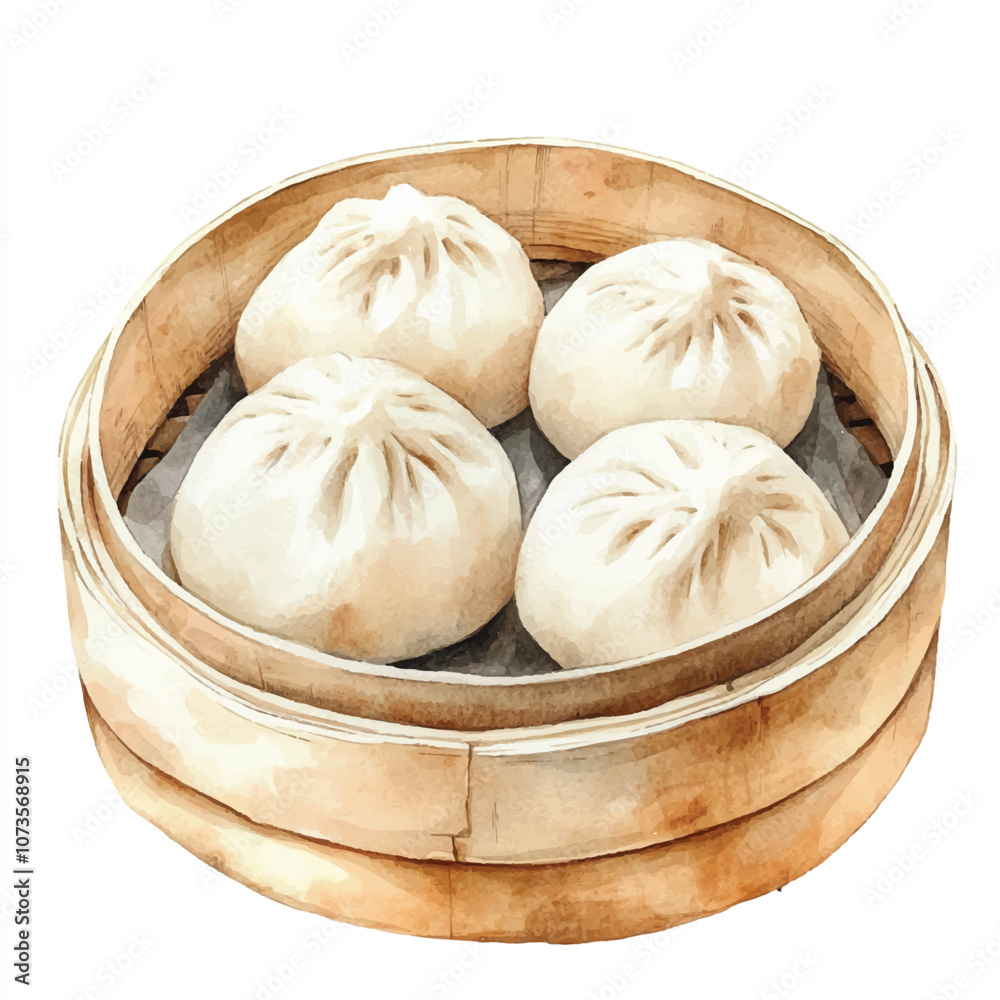 Steamed buns watercolor clipart illustration Steamed buns watercolor clipart illustration