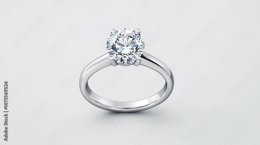 Close-Up of Sparkling Diamond Solitaire Ring on Light Background