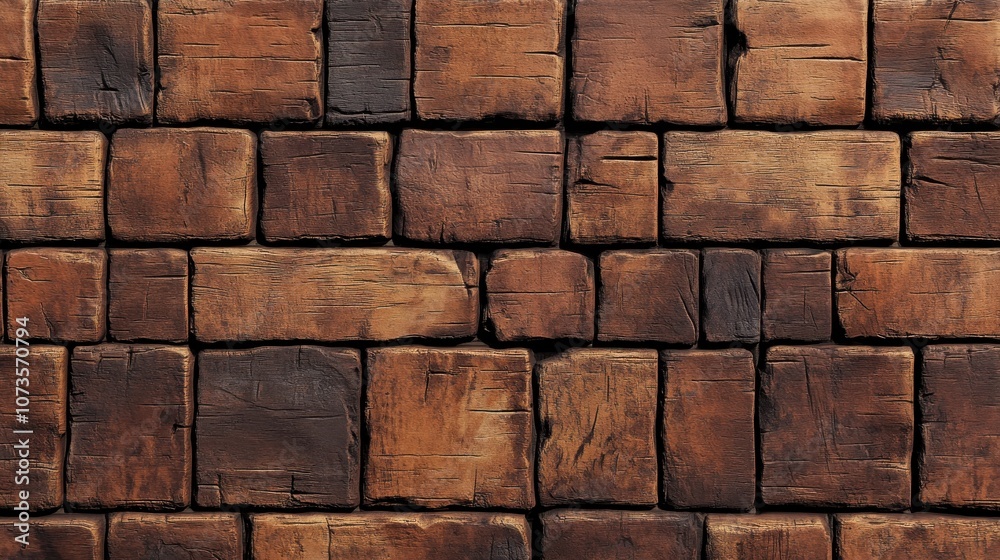 Rustic Wooden Brick Pattern Background with Weathered Texture, Perfect for Natural and Vintage Design Themes Rustic Wooden Brick Pattern Background with Weathered Texture, Perfect for Natural and Vintage Design Themes
