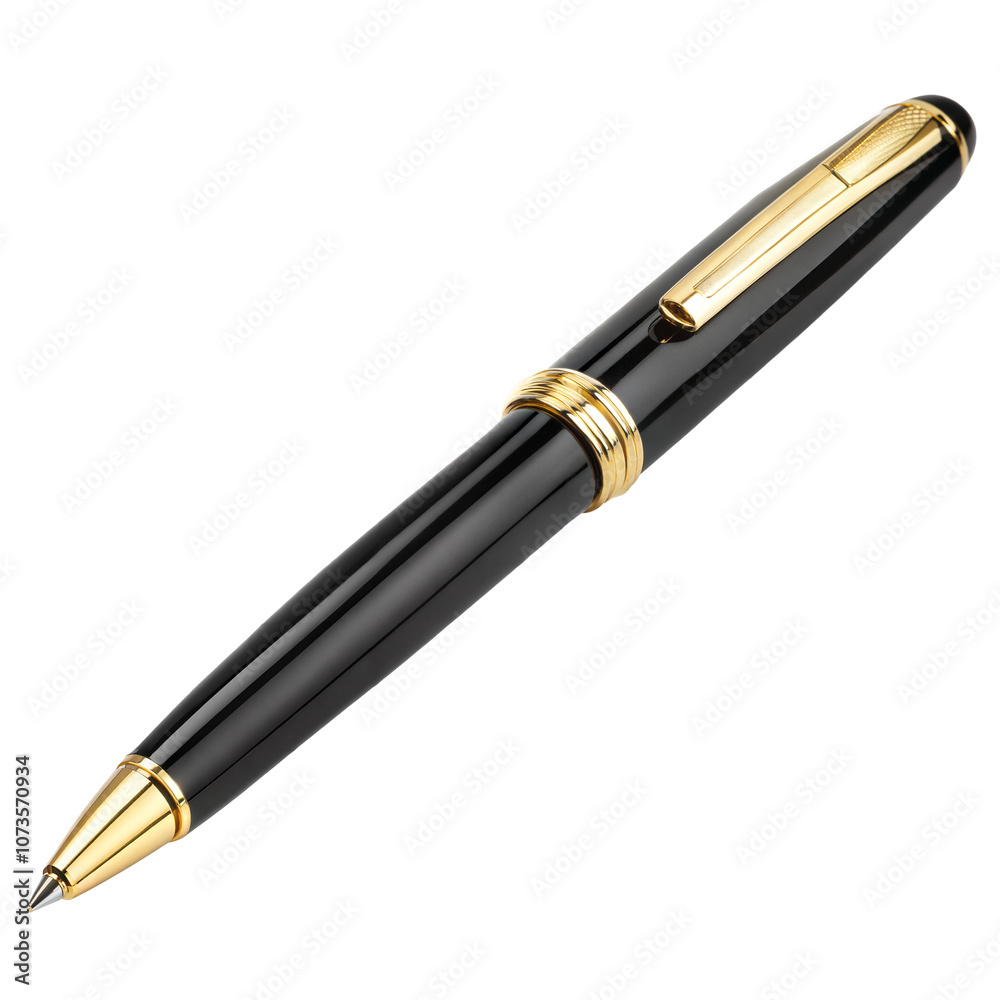 Luxury black pen with gold accents on a transparent or white isolated background. Luxury black pen with gold accents on a transparent or white isolated background.