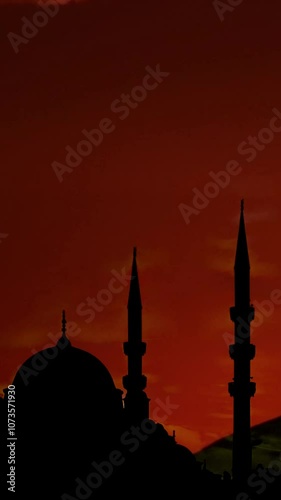 Wallpaper Mural Mosque silhouette at sunset, a perfect Islamic vertical background for Ramadan themes. Torontodigital.ca