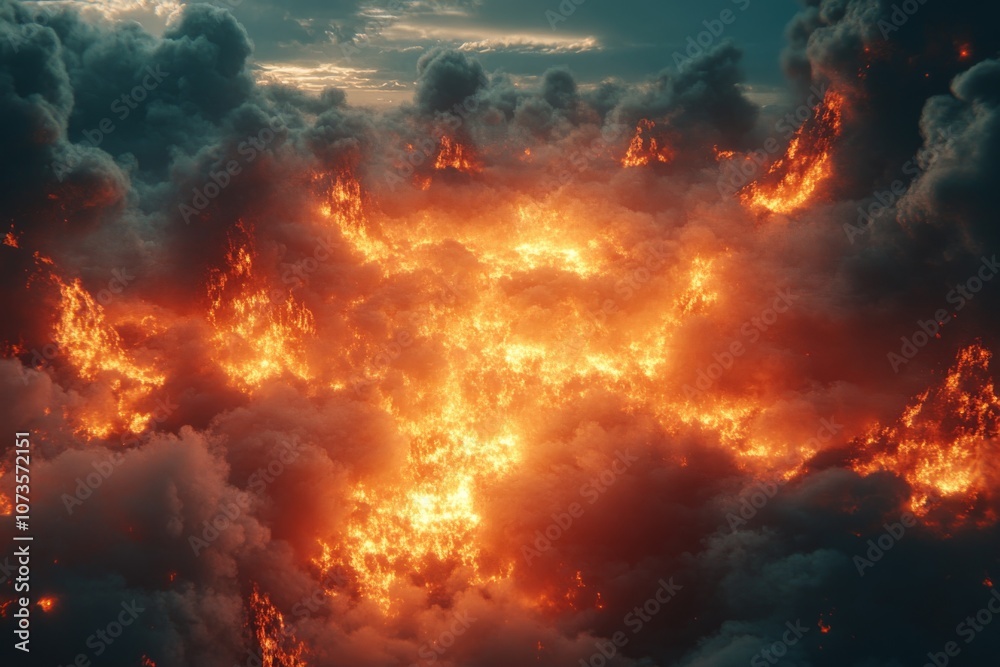 Fiery Sky Dramatic Clouds Abstract Fire Burning Inferno Flame Smoke Sky Dark Cloud Fiery Sky Dramatic Clouds Abstract Fire Burning Inferno Flame Smoke Sky Dark Cloud