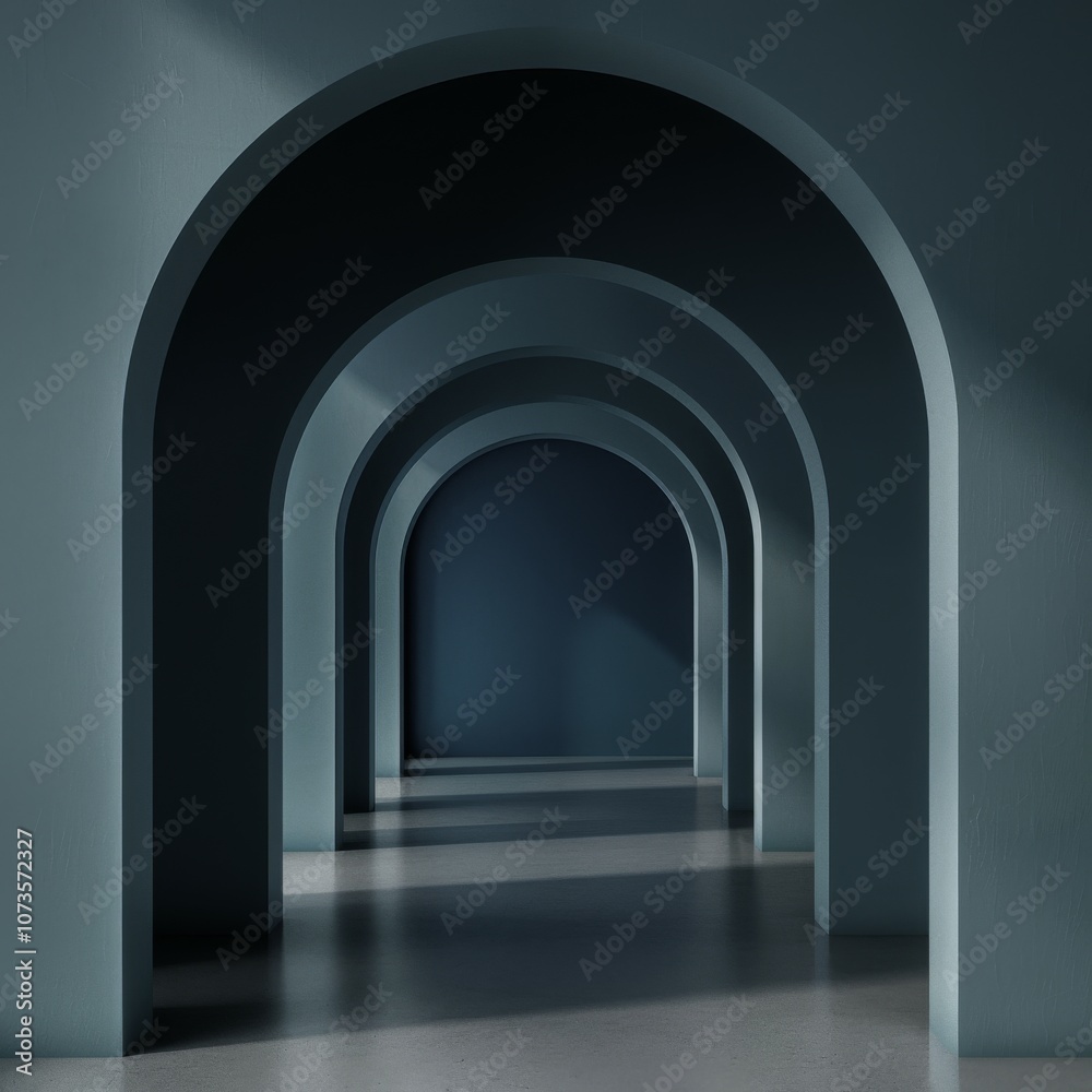 Mysterious archways in a dimly lit corridor Mysterious archways in a dimly lit corridor