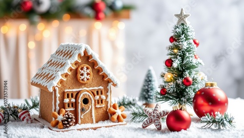 Enchanting Gingerbread House and Christmas Tree Decorations for a Magical Holiday Season photo