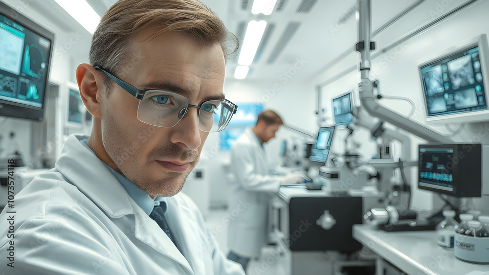 Scientist, portrait of man in lab for research, experiment or chemical test.closeup. Scientist, portrait of man in lab for research, experiment or chemical test.closeup.