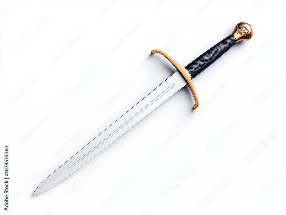 Discover the art of fencing with a beautifully crafted sword isolated on a white background Discover the art of fencing with a beautifully crafted sword isolated on a white background