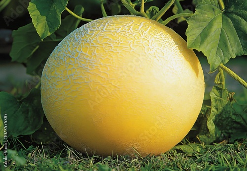 Giant Yellow Honeydew Melon in Garden photo