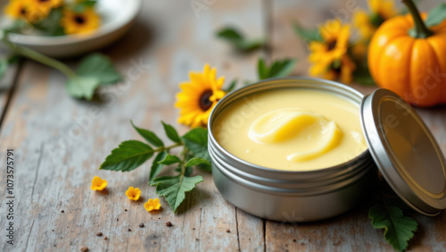 Beef Tallow in a Tin Can with Fall Decor photo