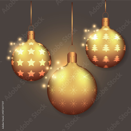 christmas balls set, sparkling design