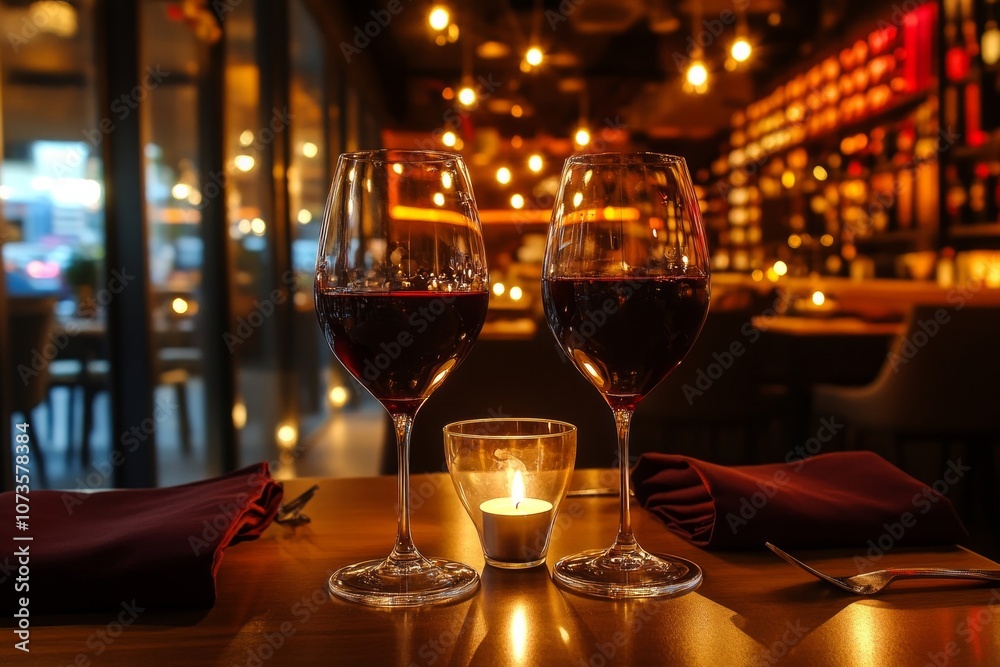 Chashushuli appetizingly, two glasses of red wine, candles, heart, in the background restaurant interior in warm colors, golden hour, AI Generative Chashushuli appetizingly, two glasses of red wine, candles, heart, in the background restaurant interior in warm colors, golden hour, AI Generative