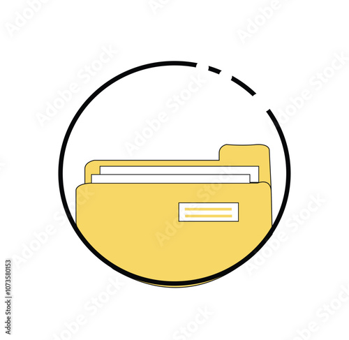 Yellow file management concept. File folder vector icons. 