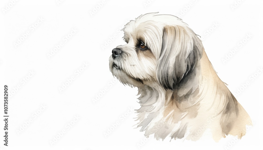 A serene watercolor sketch of a shih tzu dog gazing thoughtfully, perfect for art lovers and pet enthusiasts seeking dog-themed decorations or inspiration A serene watercolor sketch of a shih tzu dog gazing thoughtfully, perfect for art lovers and pet enthusiasts seeking dog-themed decorations or inspiration
