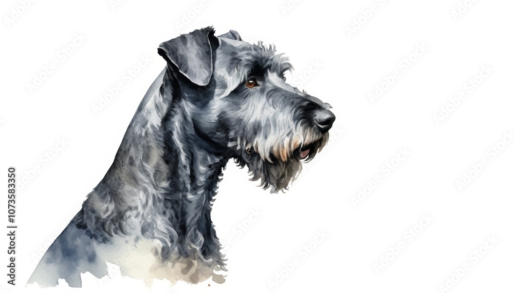 A beautifully detailed watercolor sketch of a dog in profile, showcasing its distinct features and coat, set against an inviting, blank background for creative use or personalization A beautifully detailed watercolor sketch of a dog in profile, showcasing its distinct features and coat, set against an inviting, blank background for creative use or personalization