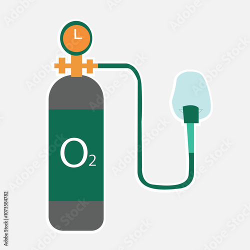 Oxygen cylinder icon with breathing mask.