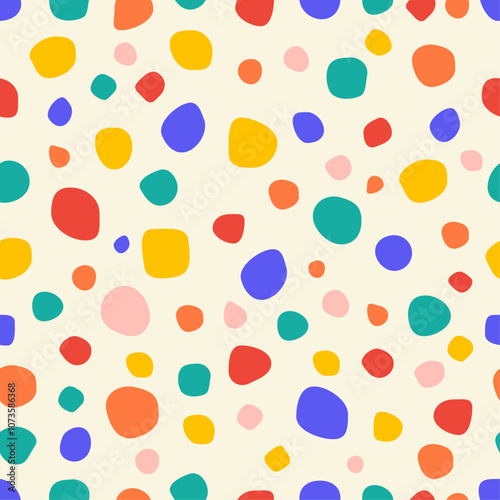 Abstract colorful random spots circles vector seamless pattern. Seamless background with modern colorful dots. colorful shapes for fabric, wrapping paper