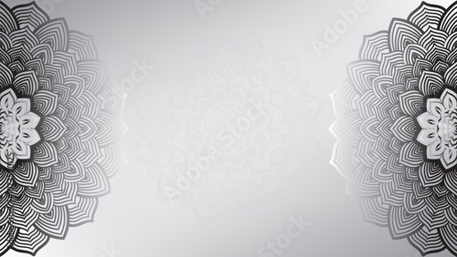 Round mandala on dreamy peach fuzz gradient background. Translucent mesh pattern in the form of a mandala. Mandala with floral patterns.Gradient background with round mandala.Vishal 