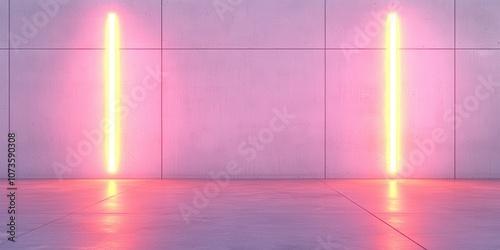 Modern indoor space with pink illuminated walls and concrete floor, ideal for creative use.