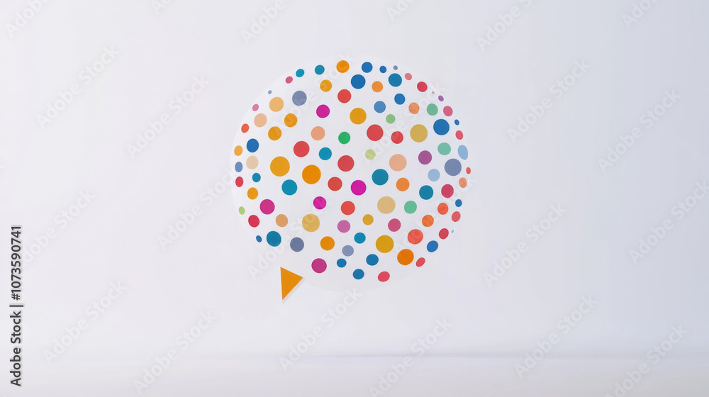 Speech Bubble with Diverse Colored Dots Symbolizing Communication and Speech Bubble with Diverse Colored Dots Symbolizing Communication and