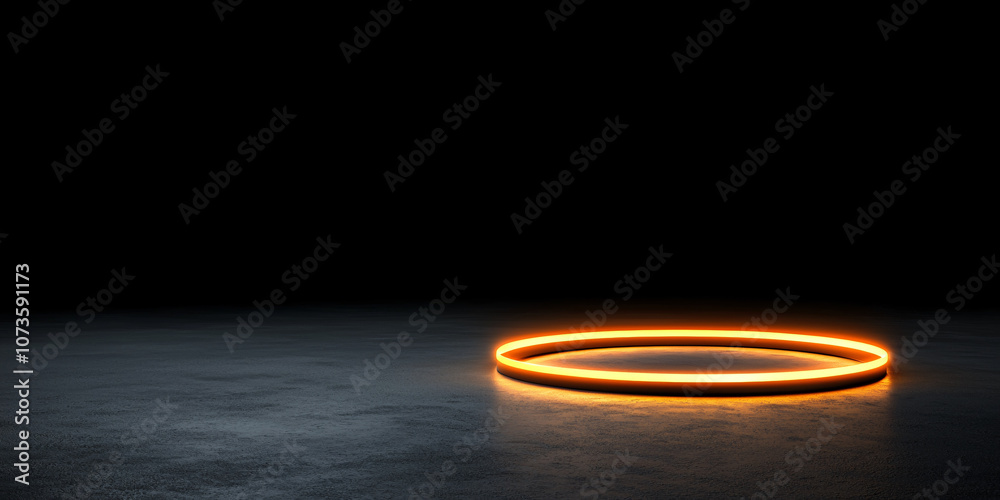 glowing orange ring of light on dark surface creates mystical atmosphere glowing orange ring of light on dark surface creates mystical atmosphere