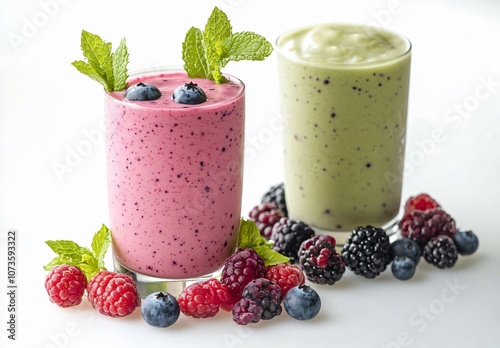 Refreshing Berry and Green Smoothies with Fresh Fruit