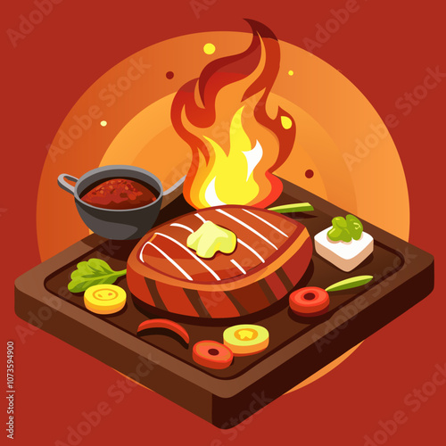 grilled tomahawk steak clipart