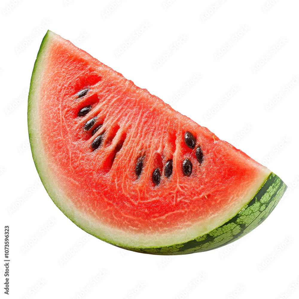 Juicy watermelon slice, perfect for summer refreshment, white isolate background. Juicy watermelon slice, perfect for summer refreshment, white isolate background.