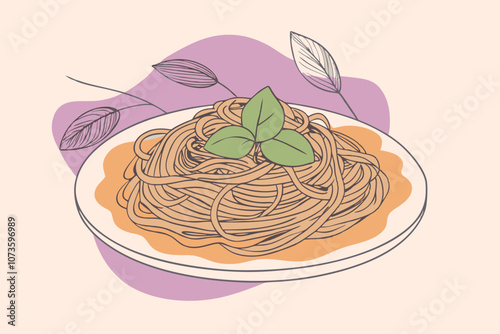 Italian Pasta Dish Hand-Drawn Illustration