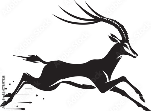 Running antelope silhouette with elongated legs to accentuate speed photo