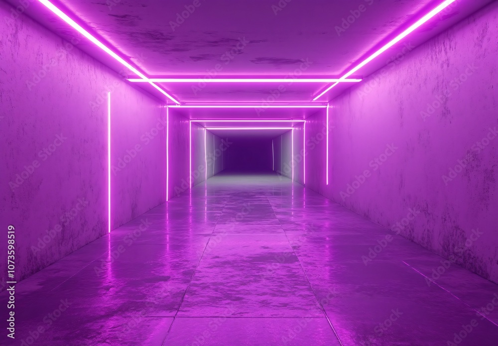 Futuristic Neon Purple Corridor Underground Futuristic Neon Purple Corridor Underground