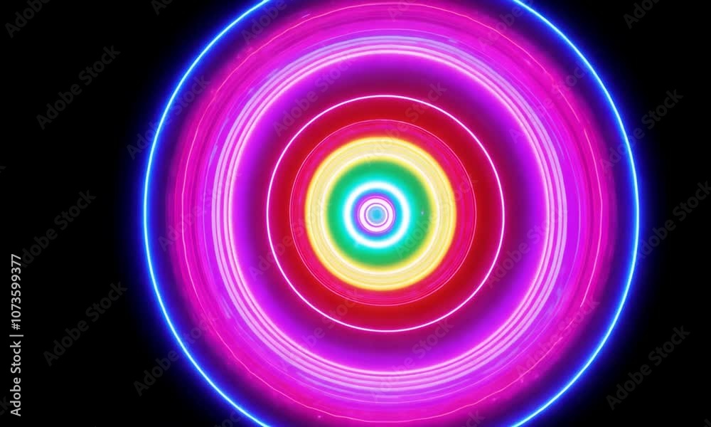 A colorful circle with neon lights. The circle is surrounded by a dark background. The colors are bright and vibrant, creating a sense of energy and excitement A colorful circle with neon lights. The circle is surrounded by a dark background. The colors are bright and vibrant, creating a sense of energy and excitement