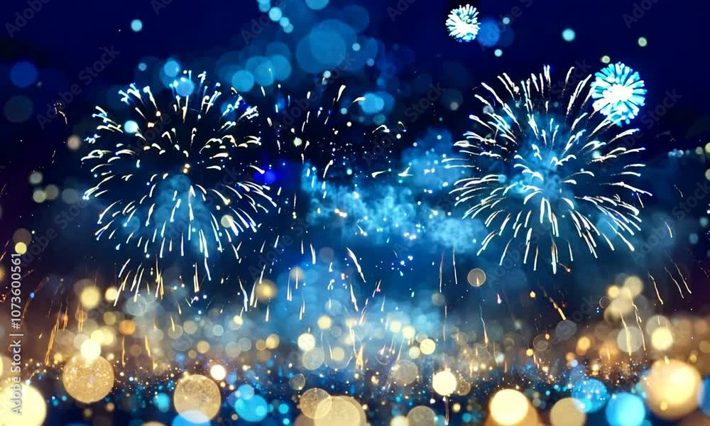 Animated new year fireworks bokeh lights theme