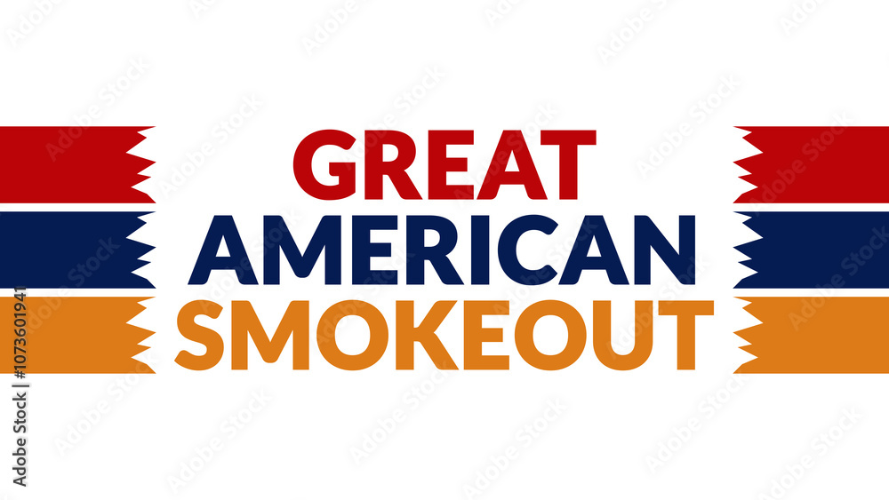 Great American Smokeout text with side lines on a White background. Which is observed every year in November to celebrate and wish Great American Smokeout. Great American Smokeout text with side lines on a White background. Which is observed every year in November to celebrate and wish Great American Smokeout.