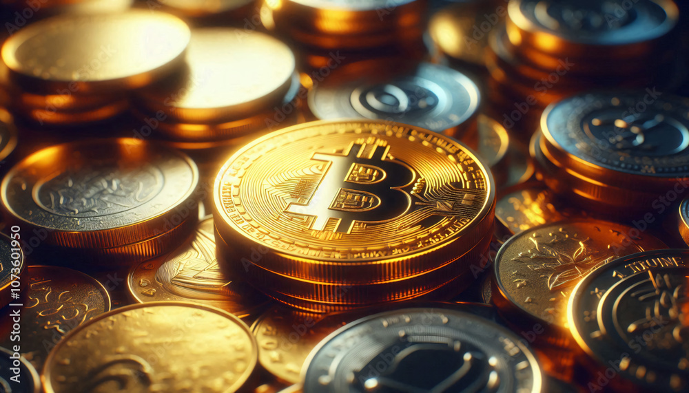 a pile of coins resembling cryptocurrency a pile of coins resembling cryptocurrency