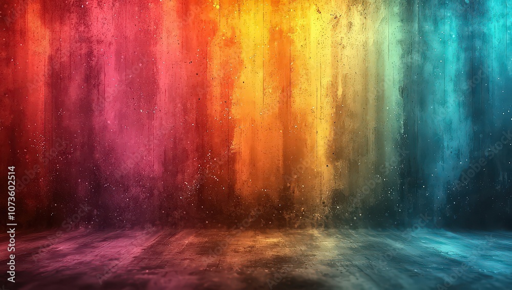 Abstract grunge background with a rainbow gradient, grainy texture
