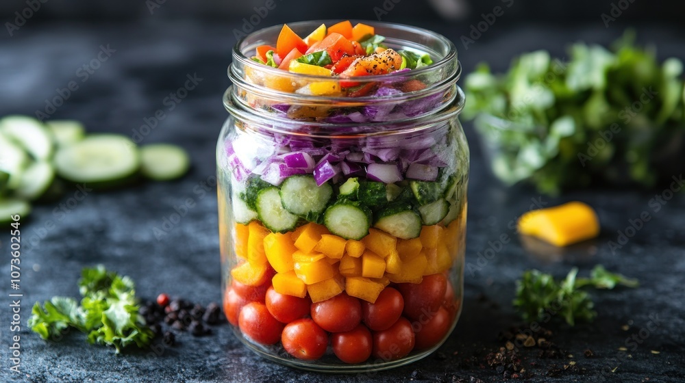 Layered Salad in a Jar: A Rainbow of Freshness Layered Salad in a Jar: A Rainbow of Freshness