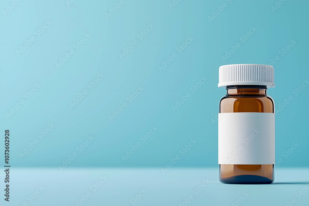 Supplement bottle with prescription label, patient care, personal health routine, for banner Supplement bottle with prescription label, patient care, personal health routine, for banner